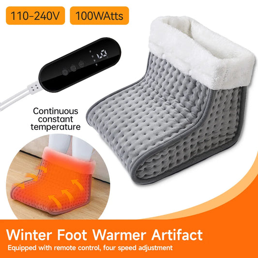 Electric Heated Foot Warmer – 9 Adjustable Heat Levels, 4 Timer Settings, Soft Washable Plush Heating Pad for Home & Office