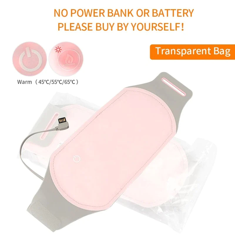 Washable Menstrual Heating Pad Electric Warm Lady Uterus Reduce Menstrual Stomachache Waist Pain Hot Compress 6 Modes Massager