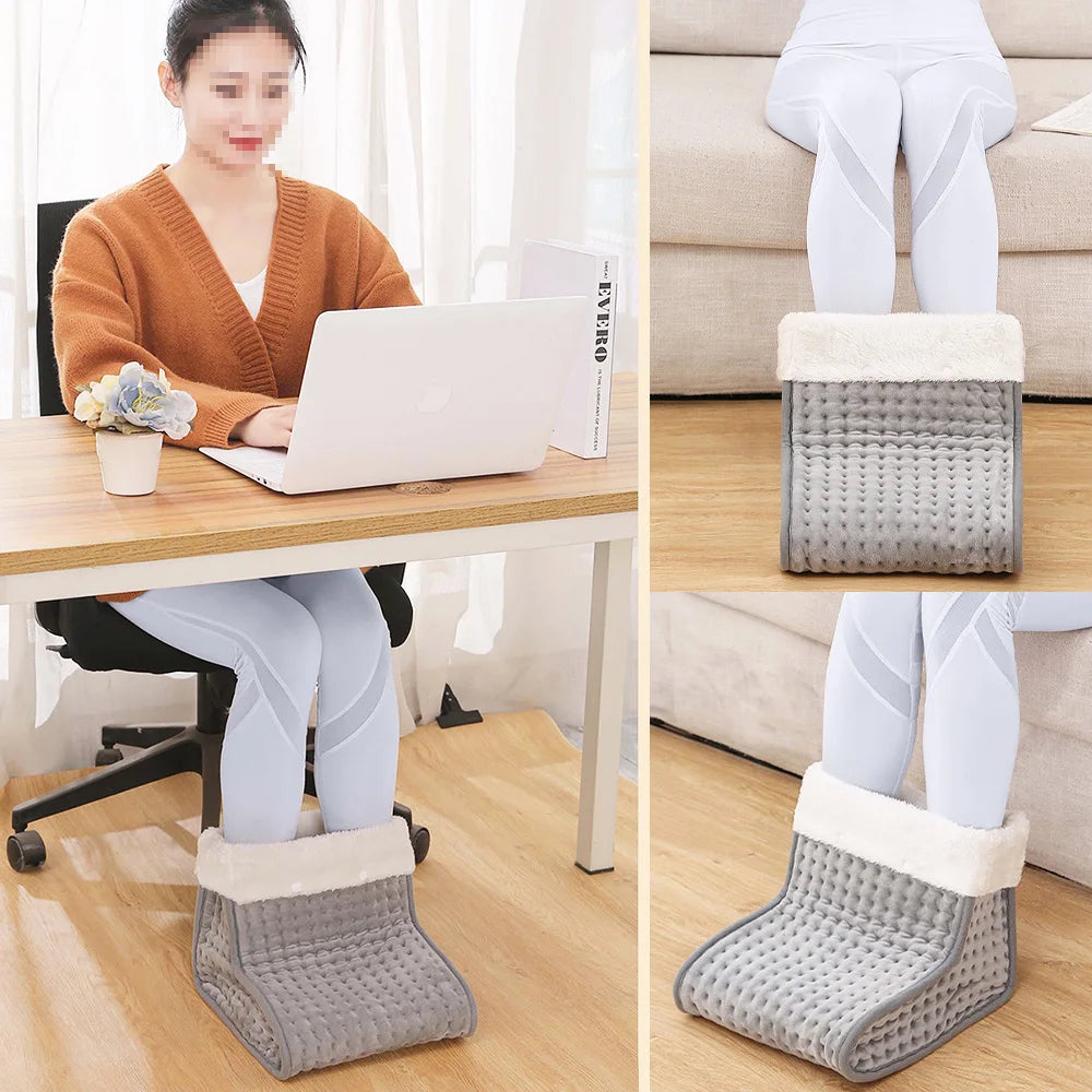 Electric Heated Foot Warmer – 9 Adjustable Heat Levels, 4 Timer Settings, Soft Washable Plush Heating Pad for Home & Office