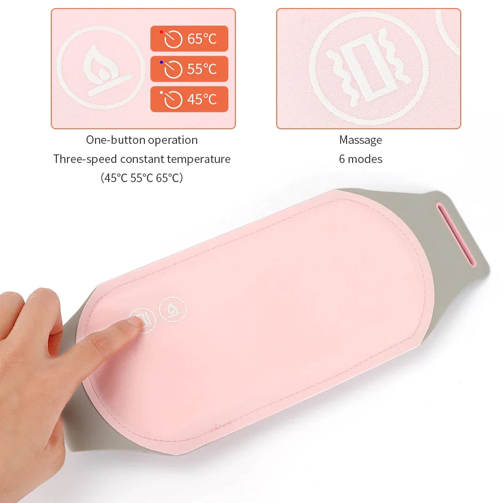 Washable Menstrual Heating Pad Electric Warm Lady Uterus Reduce Menstrual Stomachache Waist Pain Hot Compress 6 Modes Massager