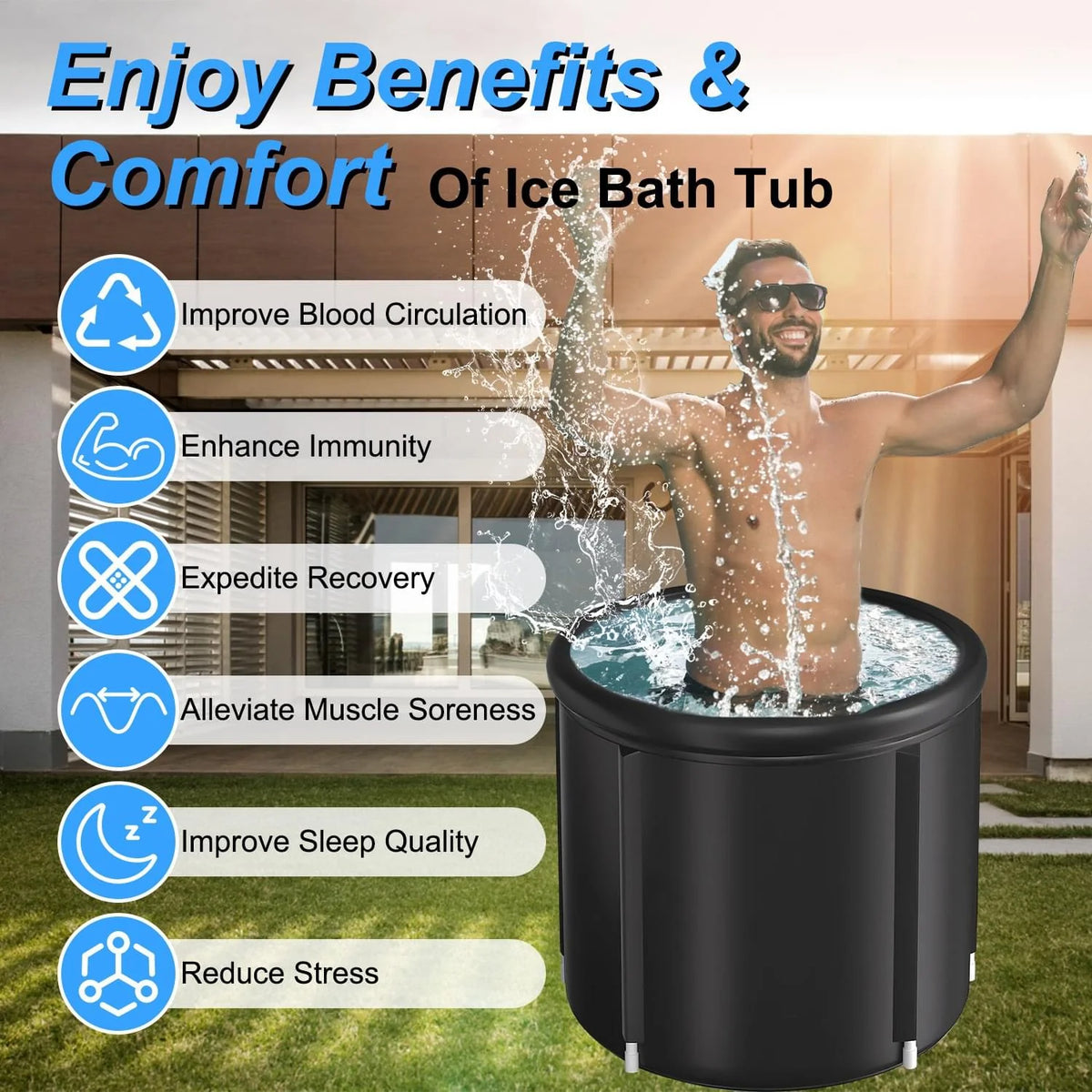 Portable Cold Plunge Tub — 97 Gal Ice Bath for Athletes