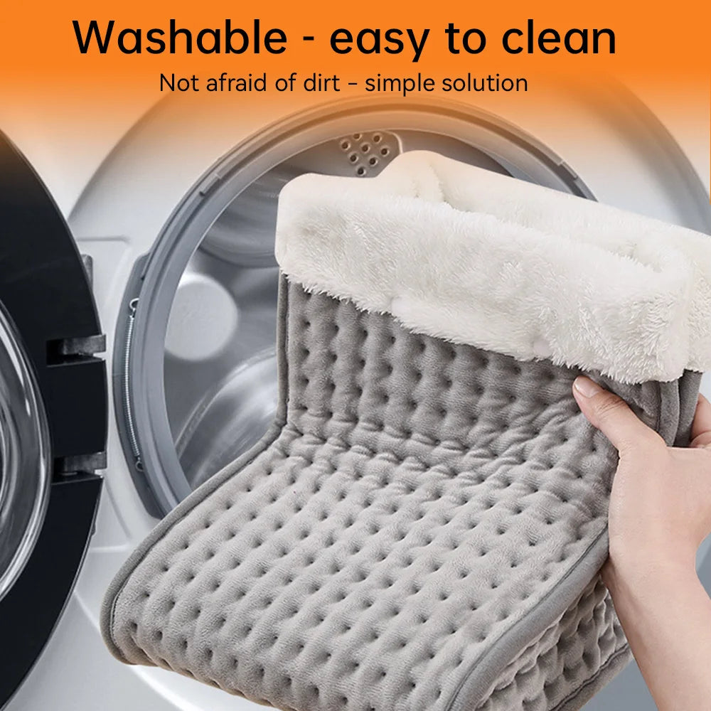 Electric Heated Foot Warmer – 9 Adjustable Heat Levels, 4 Timer Settings, Soft Washable Plush Heating Pad for Home & Office