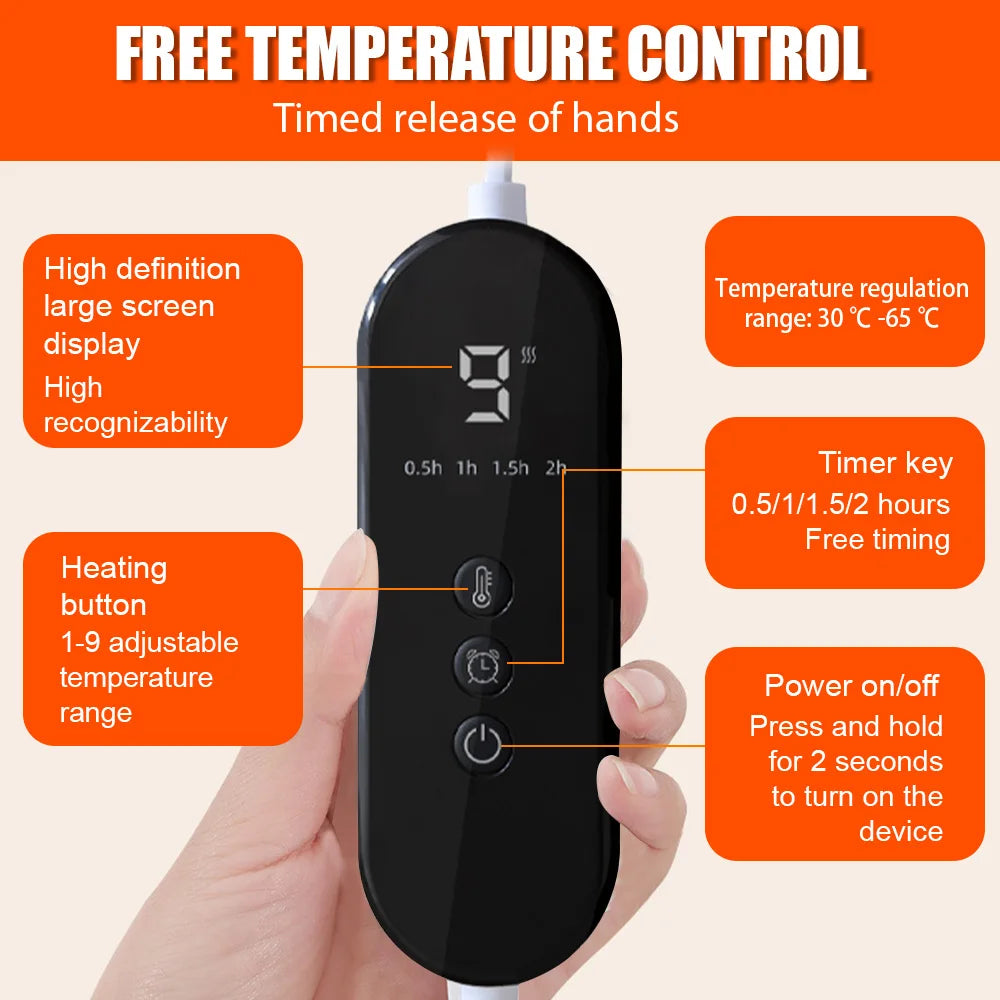 Electric Heated Foot Warmer – 9 Adjustable Heat Levels, 4 Timer Settings, Soft Washable Plush Heating Pad for Home & Office
